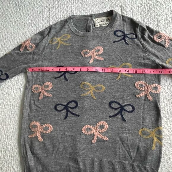 Anthropologie Field Flower wool sweater with embroidered bows  size Small petite - Picture 8 of 9